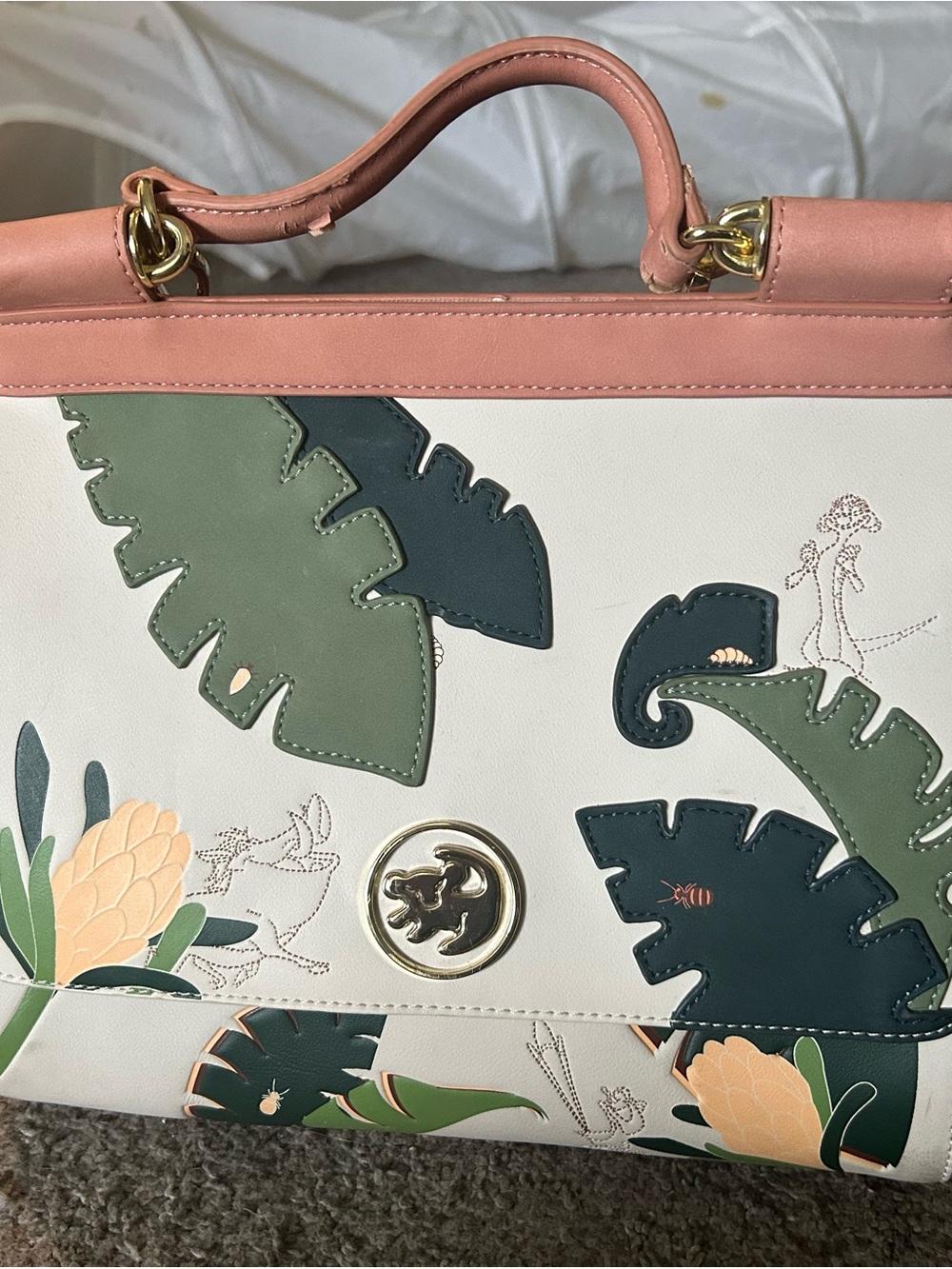 Loungefly Disney Lion King Simba Timon Pumba Tropical Floral Crossbody Purse